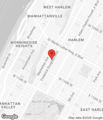 Map of Chocolat Restaurant & Bar - 2223 Frederick Douglas Blvd @120th St, Harlem, NY, 10026, US
